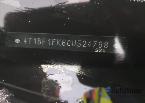 2012 Toyota Camry Xle z USA, uszkodzony, nr VIN 4T1BF1FK6CU524798